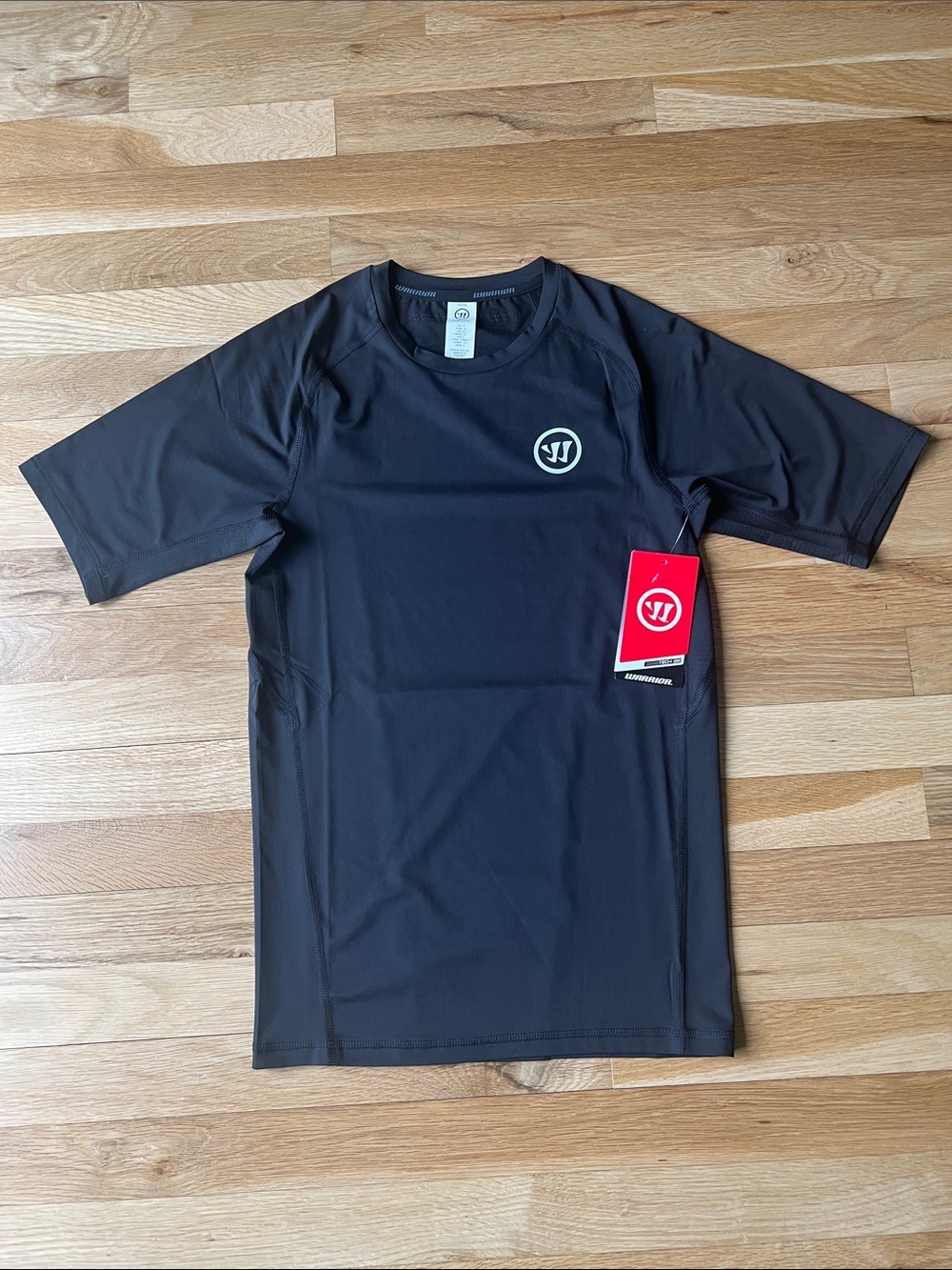 NWT Warrior Black Compression Short Sleeved Shirt, Moisture Wicking, Size M